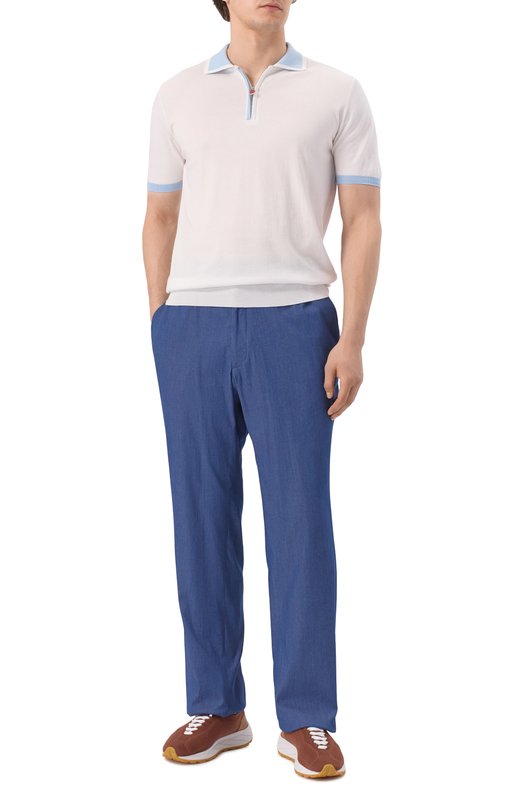 Хлопковые брюки Kiton UPN007H0922702 Синий  UPN007H0922702 Фото 2
