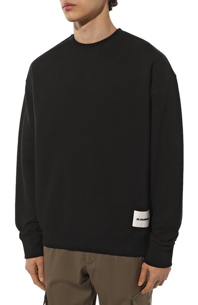 Хлопковый свитшот JIL SANDER черного цвета по цене 54200 руб., арт. J47GU0104/J20039, фото 3 Хлопковый свитшот JIL SANDER, арт. J47GU0104/J20039, фото 3