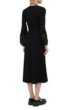 Женское платье из вискозы VALENTINO черного цвета, арт. UB3KD05A5SF | Фото 4 (Рукава: Длинные; Случай: Повседневный; Региональные ограничения белый список (Axapta Mercury): Не проставлено; Материал сплава: Проставлено; Длина Ж (юбки, платья, шорты): Миди; Материал внешний: Вискоза; Драгоценные камни: Проставлено; Стили: Романтичный; Женское Кросс-КТ: Платье-одежда)