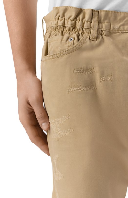 Хлопковые брюки Dsquared2 S74KB1112/S41794 Бежевый  S74KB1112/S41794 Фото 5