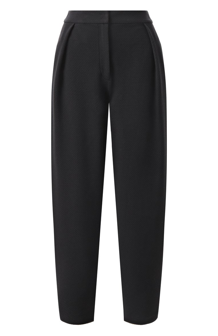 Женские брюки EMPORIO ARMANI черного цвета, арт. EW000681/AF12421 | Фото 1 (Длина (брюки, джинсы): Стандартные; Силуэт Ж (брюки и джинсы): Прямые; Женское Кросс-КТ: Брюки-одежда; Стили: Кэжуэл; Материал внешний: Хлопок, Синтетический материал)