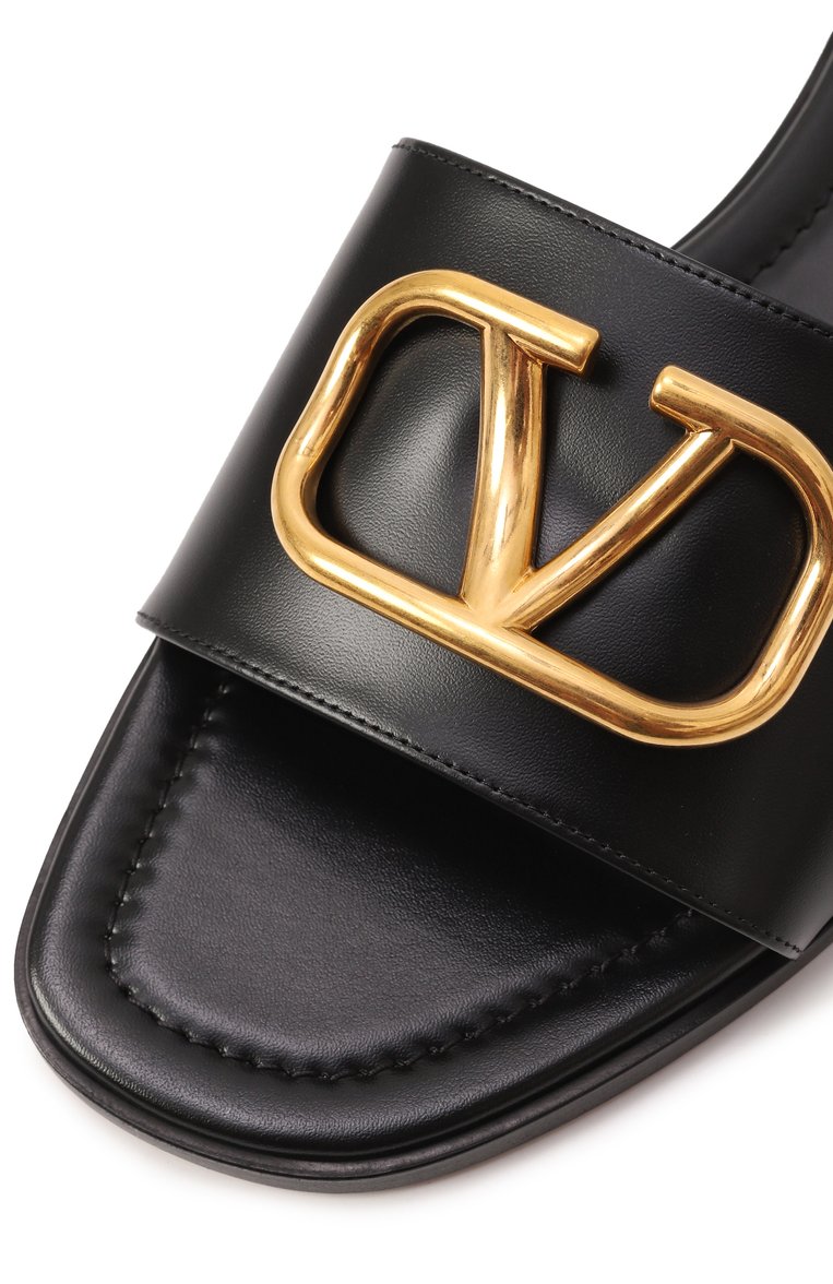 Женские кожаные шлепанцы vlogo signature VALENTINO черного цвета, арт. 6W2S0BD5/DSH | Фото 7 (Подошва: Плоская; Каблук высота: Низкий; Материал сплава: Проставлено; Материал внешний: Натуральная кожа; Драгоценные камни: Проставлено; Материал внутренний: Натуральная кожа)