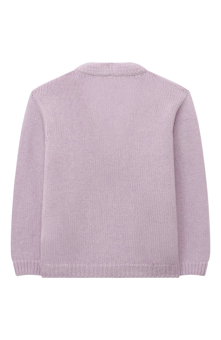Детский кашемировый кардиган GIORGETTI CASHMERE сиреневого цвета, арт. MB2058/8A-14A | Фото 2 (Рукава: Длинные; Материал внешний: Шерсть, Кашемир)