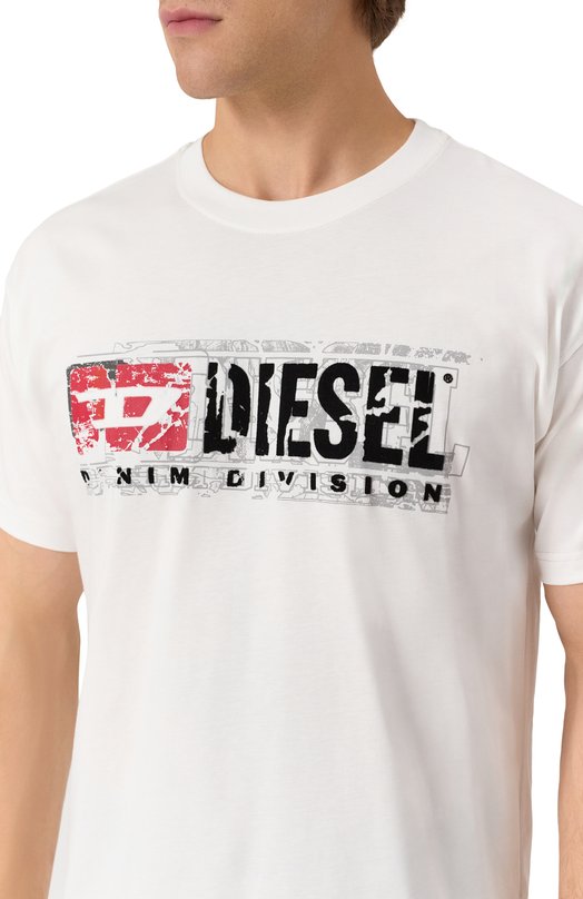 Хлопковая футболка Diesel A19436/0PLAT Белый  A19436/0PLAT Фото 5