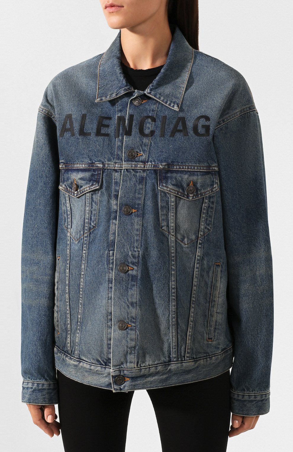 Джинсовая куртка BALENCIAGA темно-синего цвета по цене 86400 руб., арт. 594386/TCW03, фото 3 Джинсовая куртка BALENCIAGA, арт. 594386/TCW03, фото 3