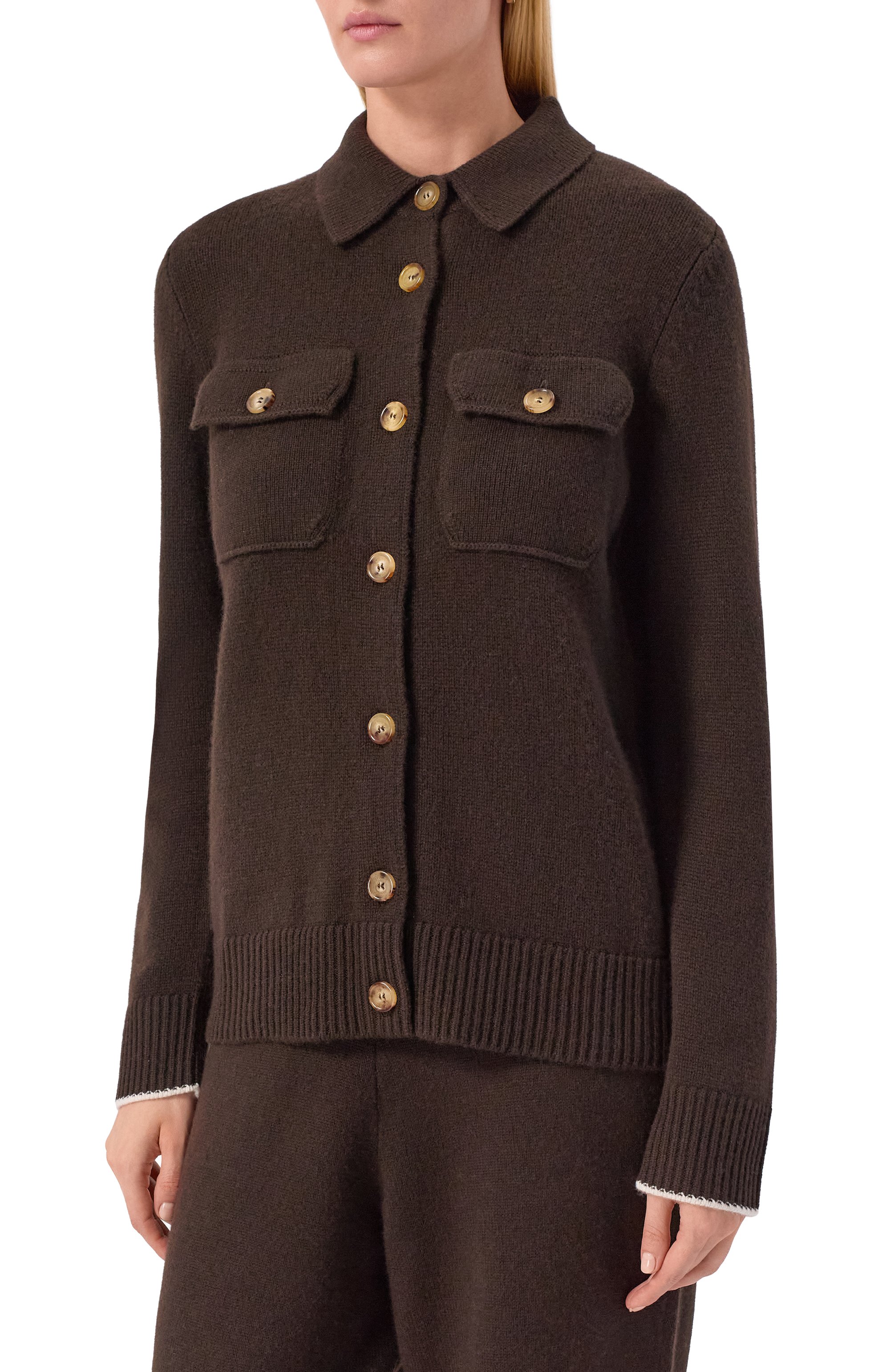 Кашемировый кардиган ARCH4 коричневого цвета по цене 82500 руб., арт. KNCD23241B, фото 3 Кашемировый кардиган ARCH4, арт. KNCD23241B, фото 3