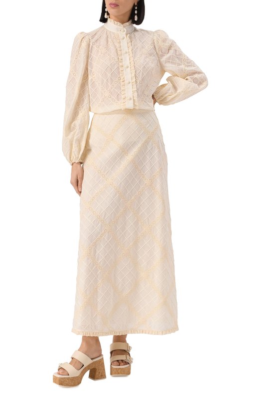 Хлопковая юбка Zimmermann 0736SRS253 Кремовый  0736SRS253 Фото 2