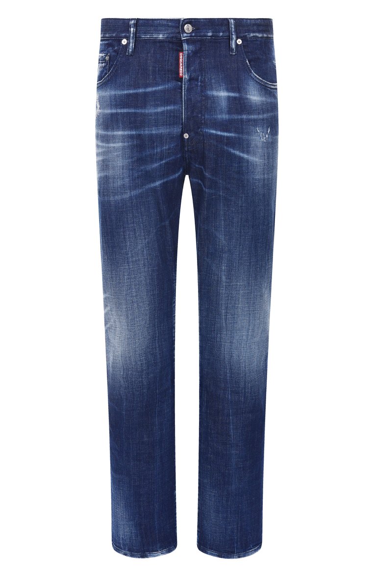 Мужские джинсы 642 DSQUARED2 темно-синего цвета, арт. S71LB1593/S30342 | Фото 1 (Длина (брюки, джинсы): Стандартные; Материал внешний: Хлопок, Деним; Силуэт М (брюки): Прямые; Стили: Повседневный, Streetwear; Кросс-КТ: Деним; Детали: Делаве, Потертости)
