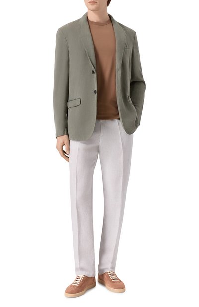 Льняные брюки 120% LINO светло-серого цвета по цене 35150 руб., арт. 33ALIM299M/0253/S00, фото 2 Льняные брюки 120% LINO, арт. 33ALIM299M/0253/S00, фото 2