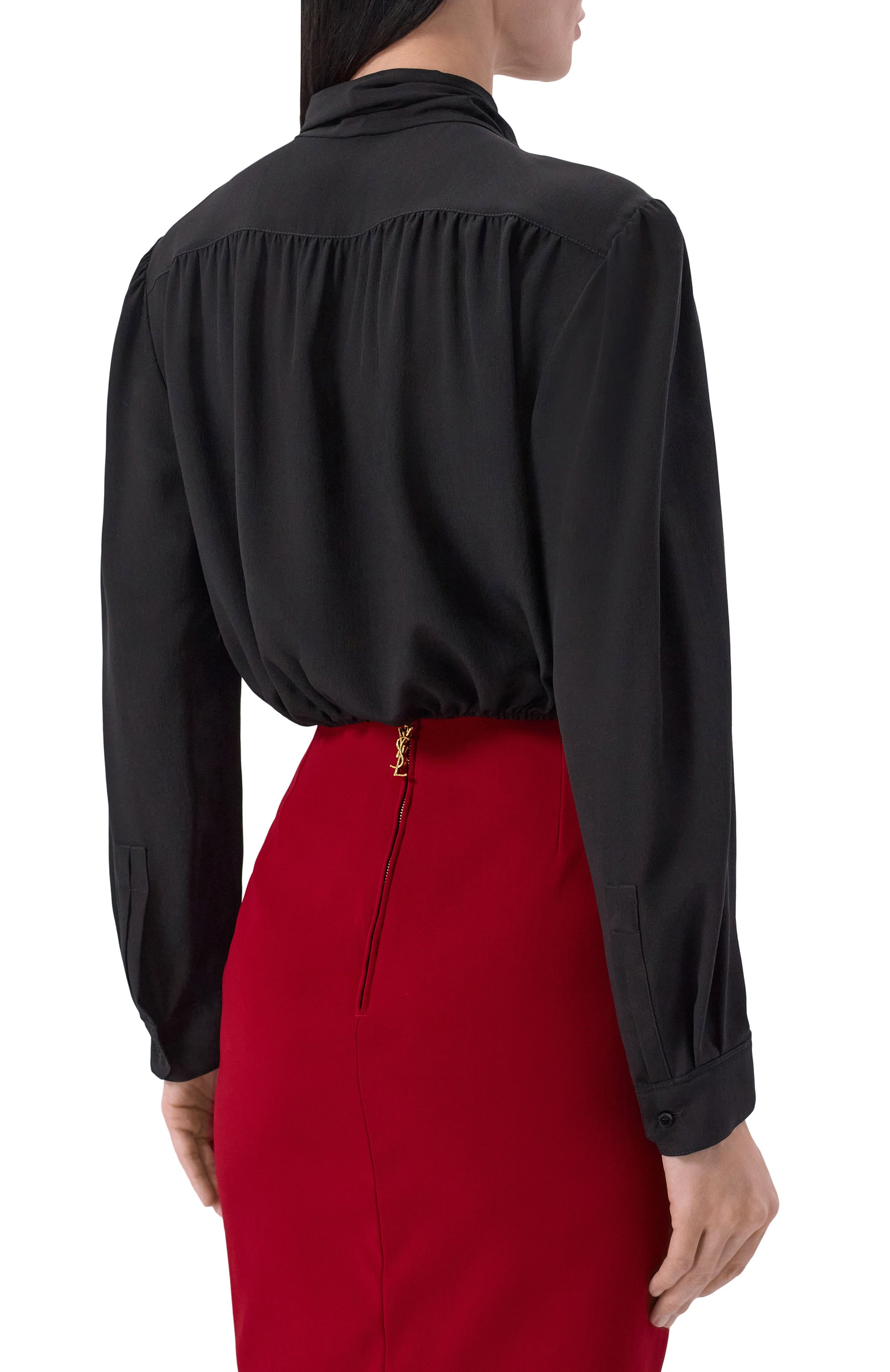 Шелковая блузка SAINT LAURENT, арт. 856831/Y100W, фото 4