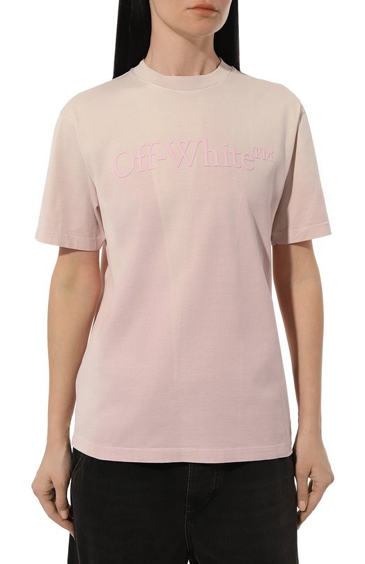 Хлопковая футболка Off-White 0WAA049S24JER001 Розовый  0WAA049S24JER001 Фото 3
