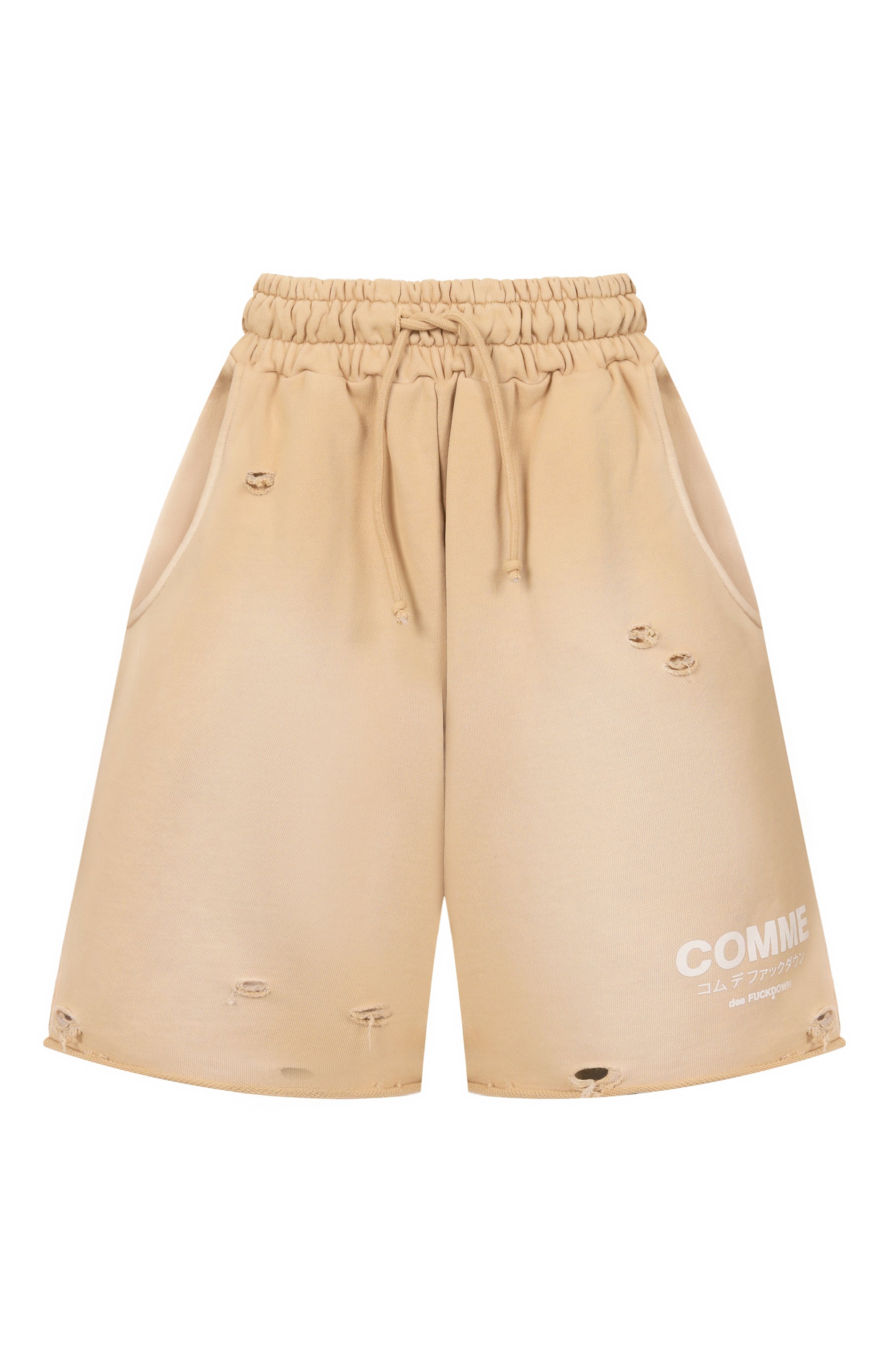 Хлопковые шорты COMME DES FUCKDOWN бежевого цвета по цене 14050 руб., арт. CFABW01238, фото 1 Хлопковые шорты COMME DES FUCKDOWN, арт. CFABW01238, фото 1