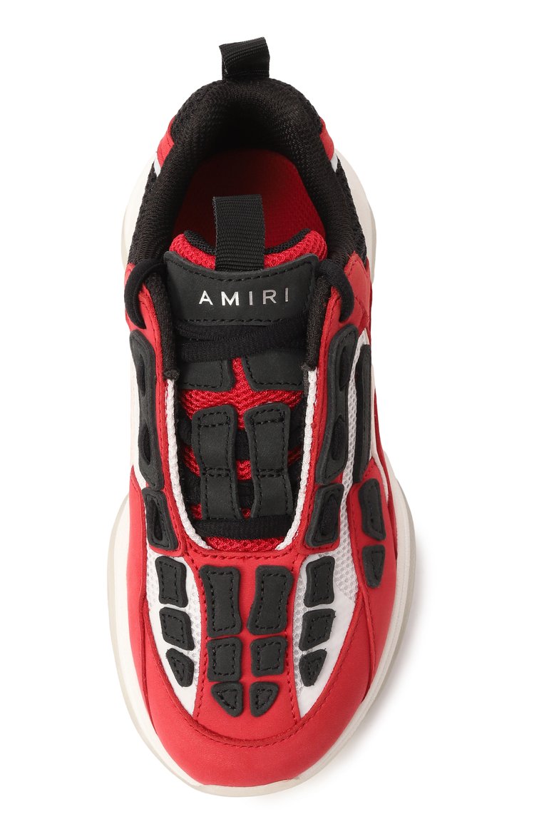 Детские кожаные кроссовки bone runner AMIRI красного цвета, арт. AKF0SR1016 | Фото 4 (Материал внутренний: Текстиль; Материал внешний: Натуральная кожа; Нос: Не проставлено; Стили: Гранж)