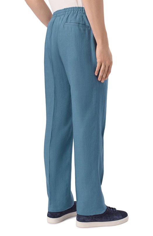 Льняные брюки Kiton UPN01H09690 Голубой  UPN01H09690 Фото 4