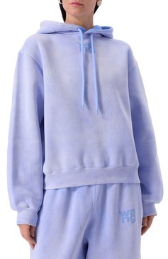 Женский хлопковое худи ALEXANDERWANG.T голубого цвета, арт. 4CC3242108 | Фото 3 (Материал сплава: Проставлено; Длина (для топов): Стандартные; Материал внешний: Хлопок; Рукава: Длинные; Драгоценные камни: Проставлено; Женское Кросс-КТ: Худи-одежда; Стили: Спорт-шик)