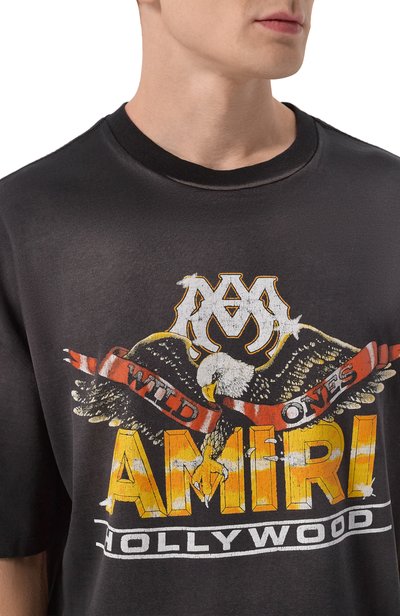 Хлопковая футболка AMIRI темно-серого цвета по цене 68650 руб., арт. AMT0JR1200, фото 5 Хлопковая футболка AMIRI, арт. AMT0JR1200, фото 5