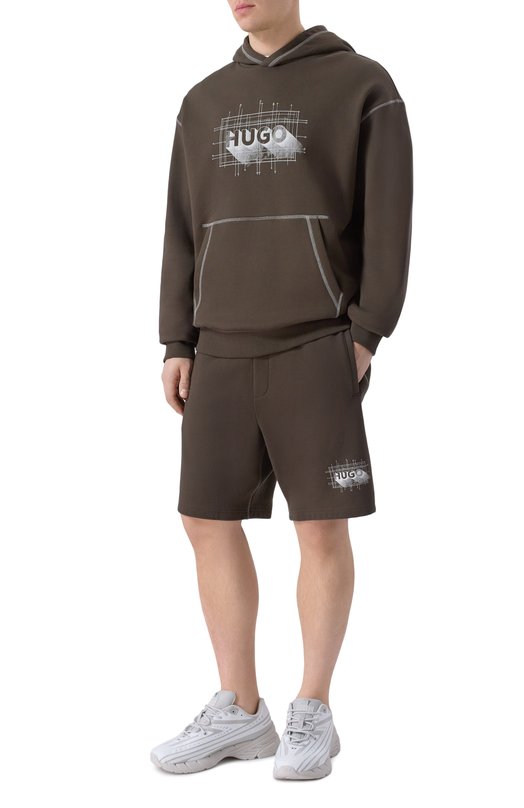 Хлопковые шорты HUGO Blue 50553499 Коричневый  50553499 Фото 2