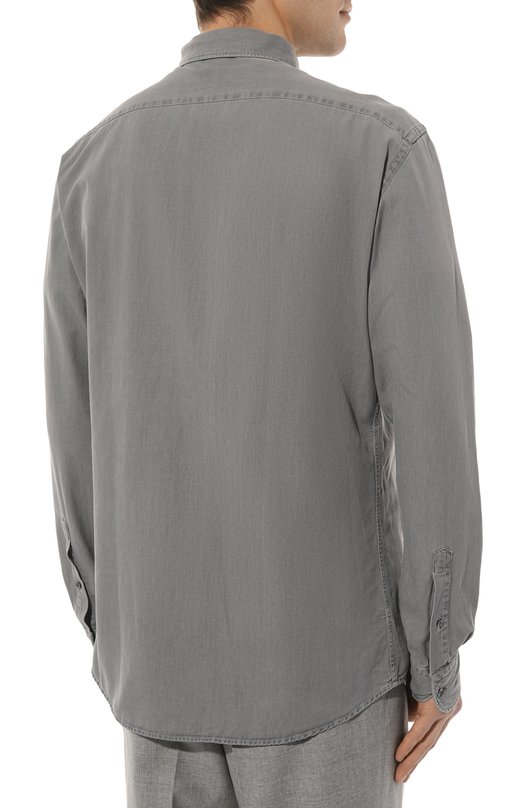 Хлопковая рубашка Zegna UCX13A6/SRF6 Серый  UCX13A6/SRF6 Фото 4