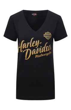 Женская хлопковая футболка exclusive for moscow HARLEY-DAVIDSON черного цвета, арт. R004101 | Фото 1 (Материал внешний: Хлопок; Длина (для топов): Стандартные; Рукава: Короткие; Женское Кросс-КТ: Футболка-одежда; Стили: Гранж; Принт: С принтом; Нос: Не проставлено; Материал сплава: Проставлено; Региональные ограничения белый список (Axapta Mercury): Не проставлено)