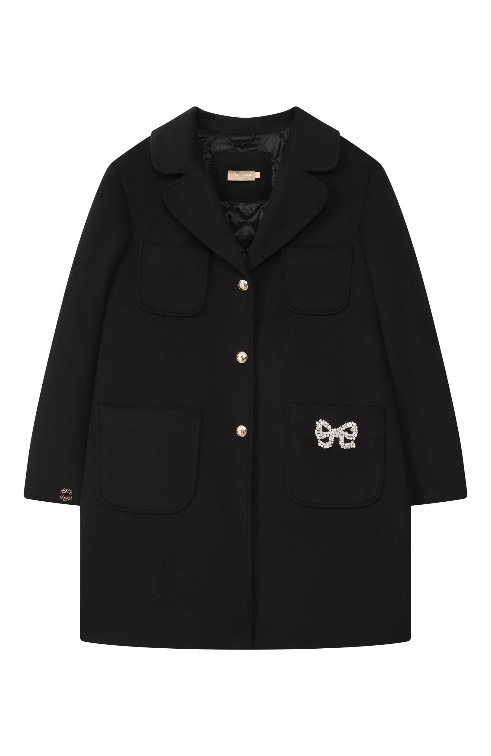 Пальто ELIE SAAB JUNIOR черного цвета по цене 79500 руб., арт. EFCT003/TS1059, фото 1 Пальто ELIE SAAB JUNIOR, арт. EFCT003/TS1059, фото 1