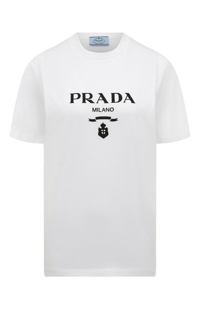 Женская хлопковая футболка PRADA, арт. 35838R-10GN-F0009-162