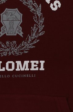 Детский хлопковое худи BRUNELLO CUCINELLI бордового цвета, арт. BTU14E156A | Фото 3 (Рукава: Длинные; Мальчики Кросс-КТ: Худи-одежда; Материал сплава: Проставлено; Материал внешний: Хлопок; Драгоценные камни: Проставлено)