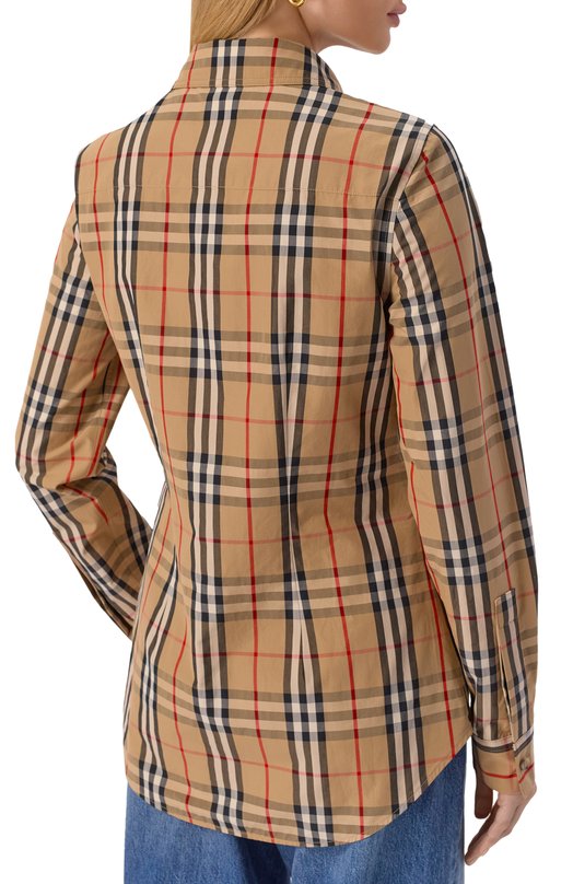 Хлопковая рубашка Burberry 8111847 Бежевый  8111847 Фото 4