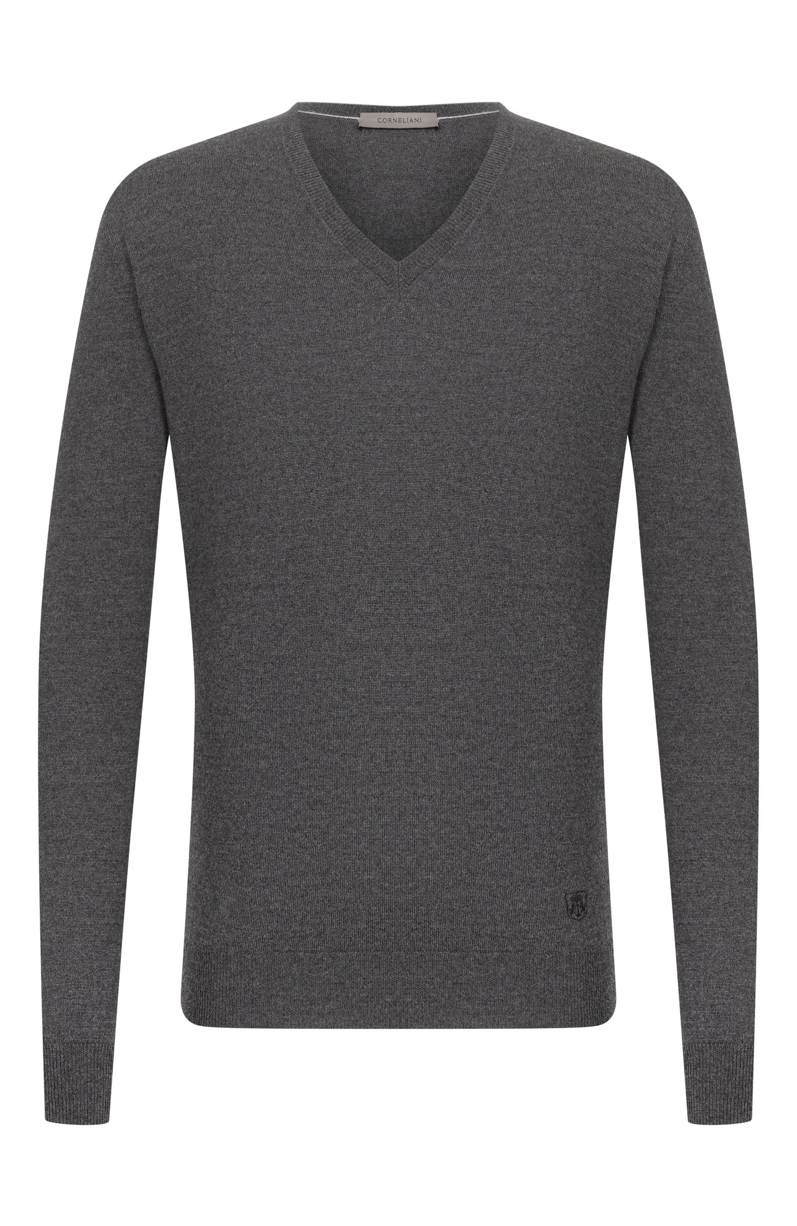 Шерстяной пуловер CORNELIANI темно-серого цвета по цене 47250 руб., арт. 28M501/2A25100, фото 1 Шерстяной пуловер CORNELIANI, арт. 28M501/2A25100, фото 1