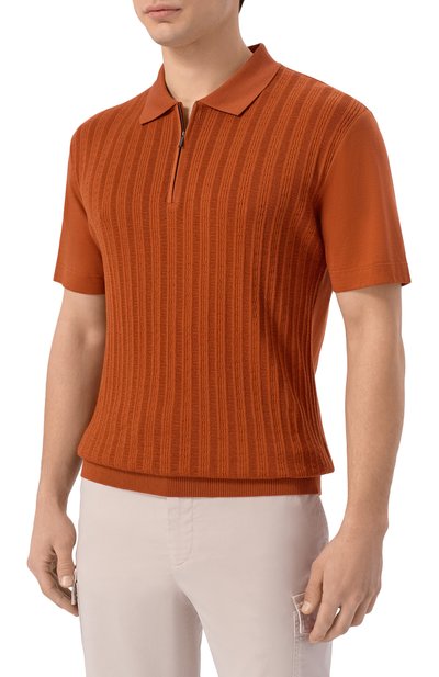 Поло из хлопка и шелка BOSS CAMEL оранжевого цвета по цене 52950 руб., арт. 50560052, фото 3 Поло из хлопка и шелка BOSS CAMEL, арт. 50560052, фото 3