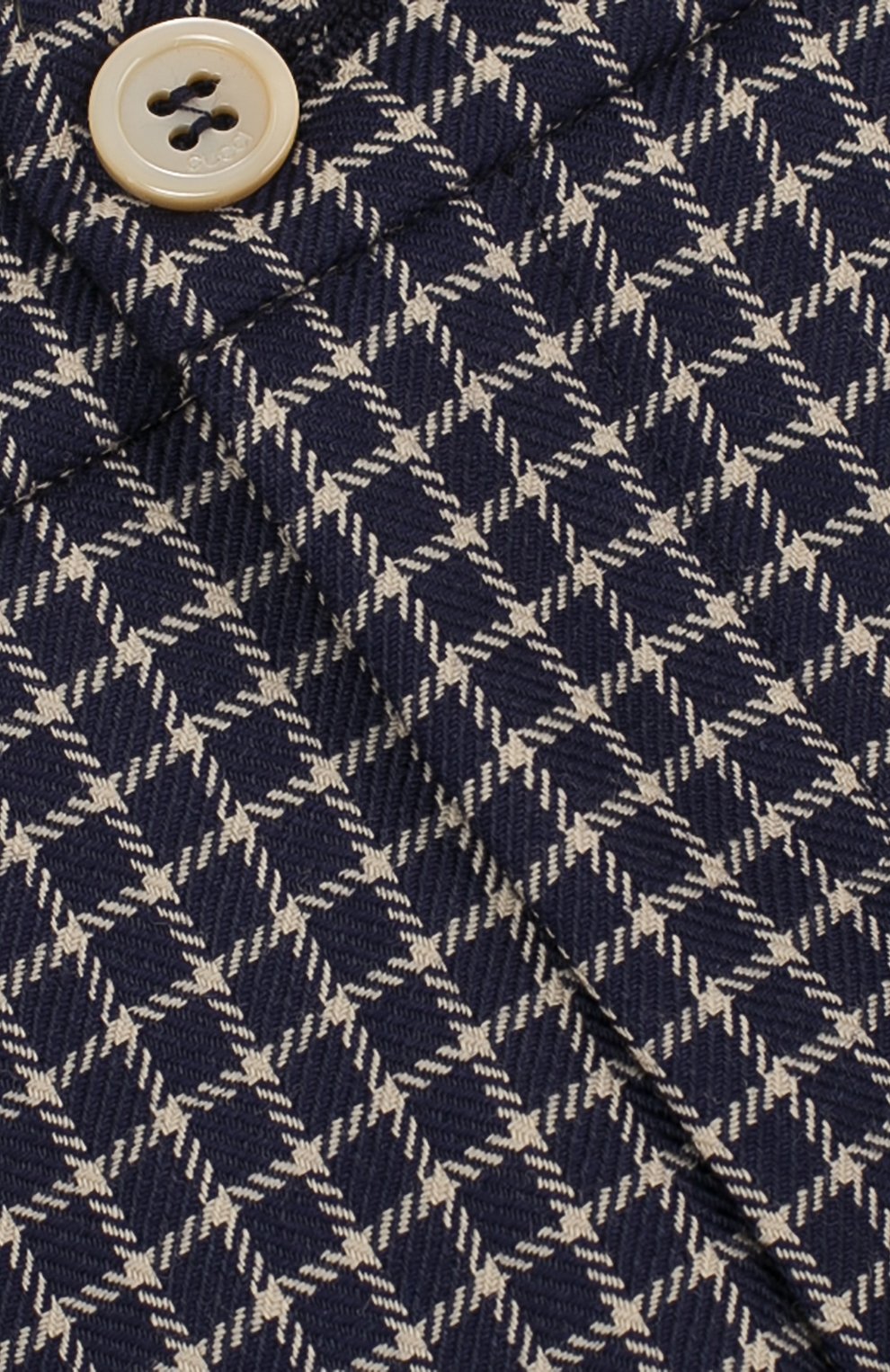 Шерстяные брюки в клетку с отворотами GUCCI синего цвета по цене 53350 руб., арт. 499573/XB823, фото 3 Шерстяные брюки в клетку с отворотами GUCCI, арт. 499573/XB823, фото 3