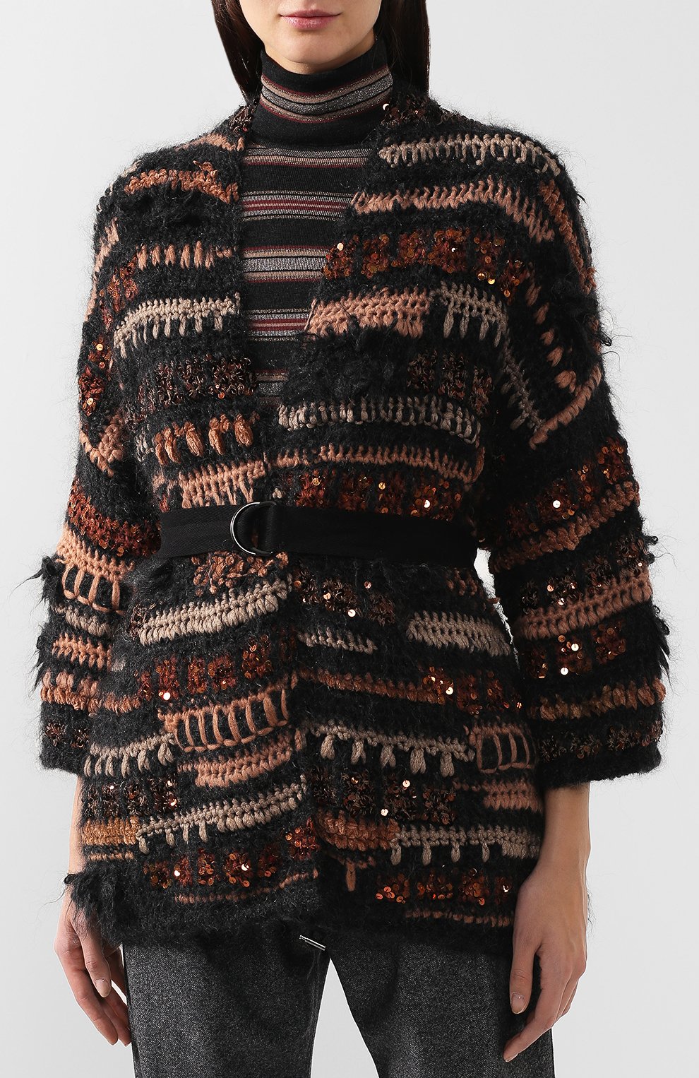 Вязаный кардиган с поясом BRUNELLO CUCINELLI, арт. M8X606106, фото 3