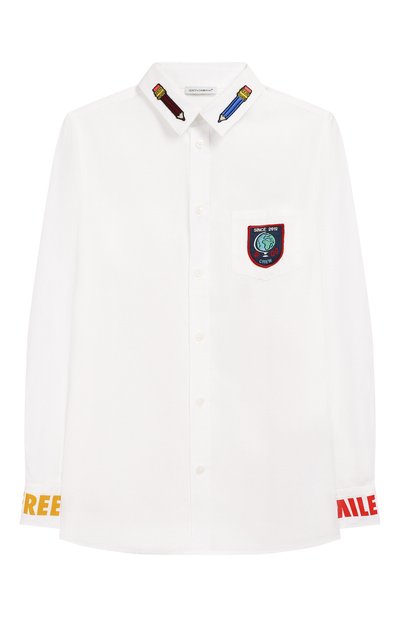 Хлопковая рубашка DOLCE & GABBANA белого цвета по цене 18600 руб., арт. L43S01/G7TFK/8-14, фото 1 Хлопковая рубашка DOLCE & GABBANA, арт. L43S01/G7TFK/8-14, фото 1