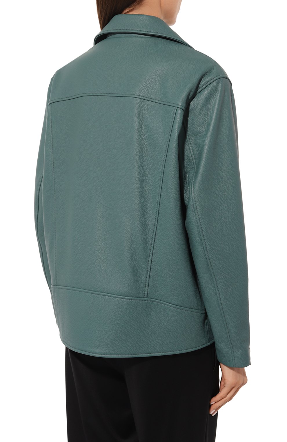 Кожаная куртка MASLOV бирюзового цвета по цене 226600 руб., арт. SMW99, фото 4 Кожаная куртка MASLOV, арт. SMW99, фото 4