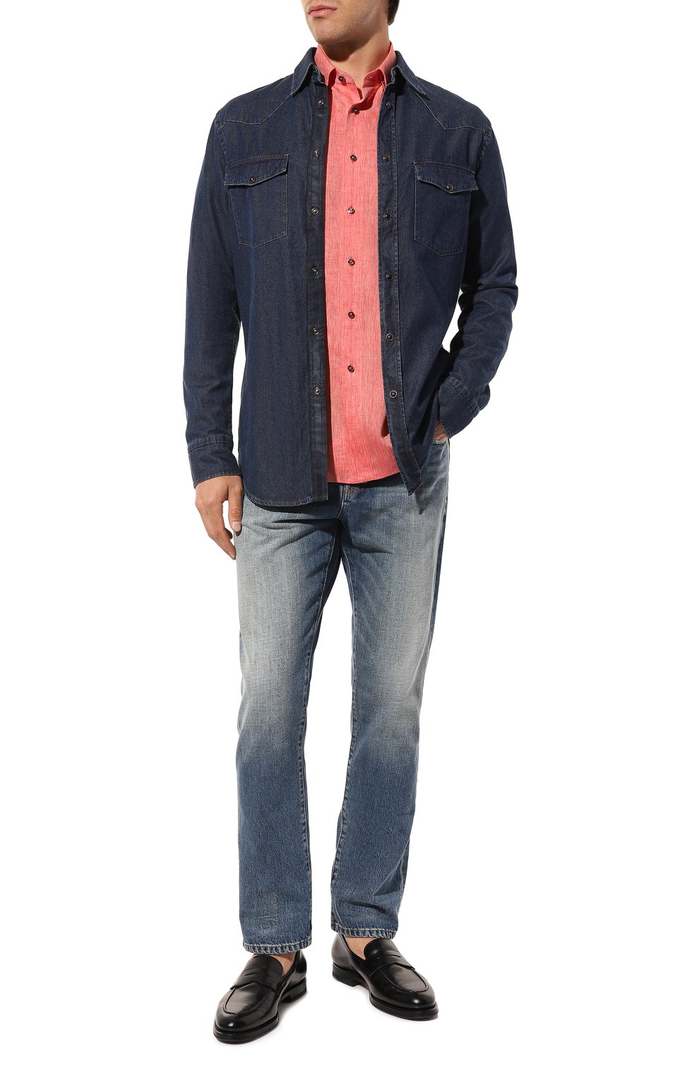 Льняная рубашка ZILLI кораллового цвета по цене 79150 руб., арт. MFZ-13091-352230/0001, фото 2 Льняная рубашка ZILLI, арт. MFZ-13091-352230/0001, фото 2