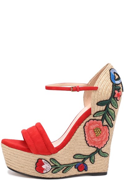 Замшевые босоножки barbette на танкетке с нашивками GUCCI, арт. 454303/C2000, фото 3