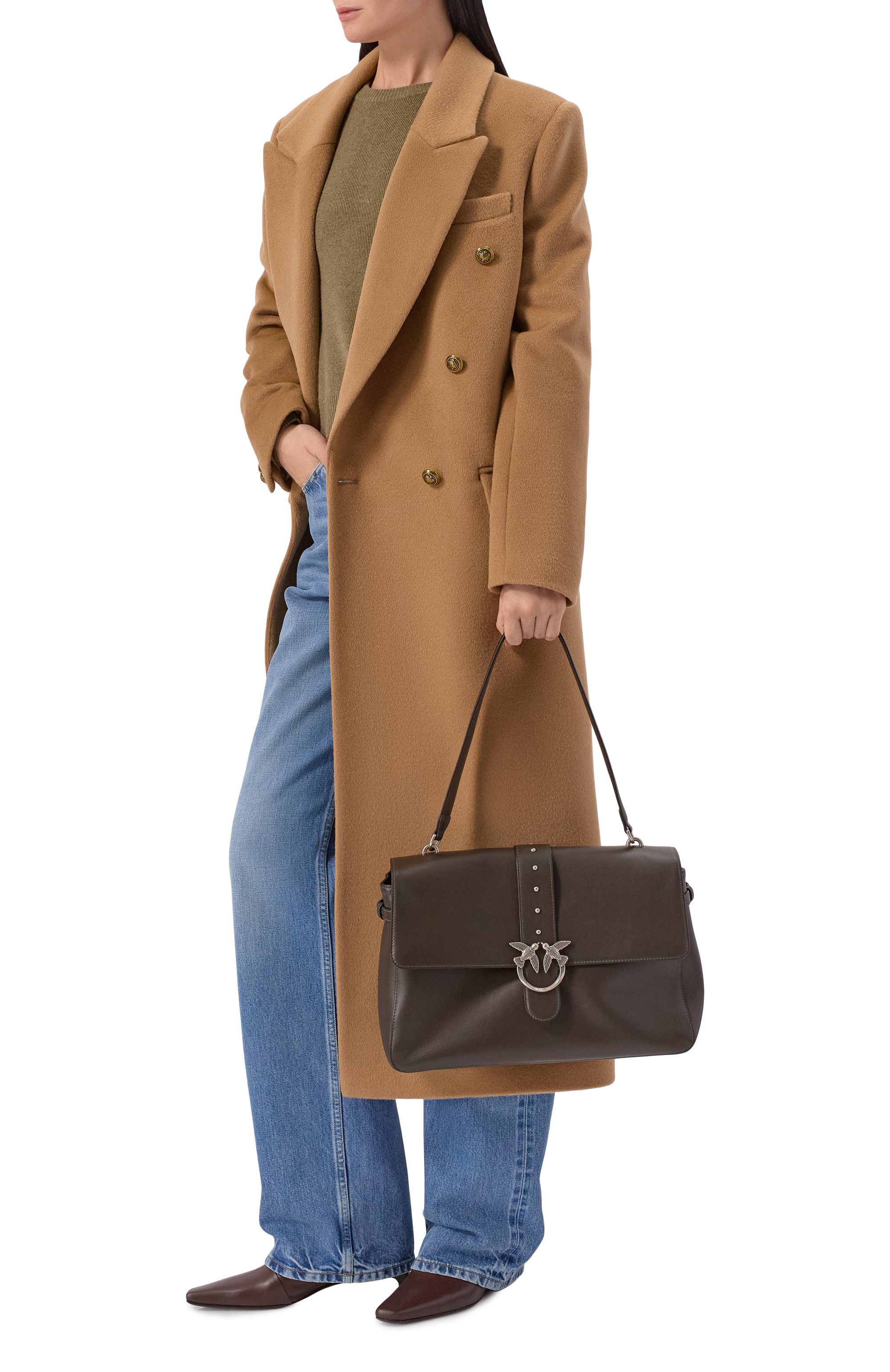 Сумка love one extra slouchy PINKO темно-коричневого цвета по цене 53500 руб., арт. 105067/A0Q0, фото 3 Сумка love one extra slouchy PINKO, арт. 105067/A0Q0, фото 3