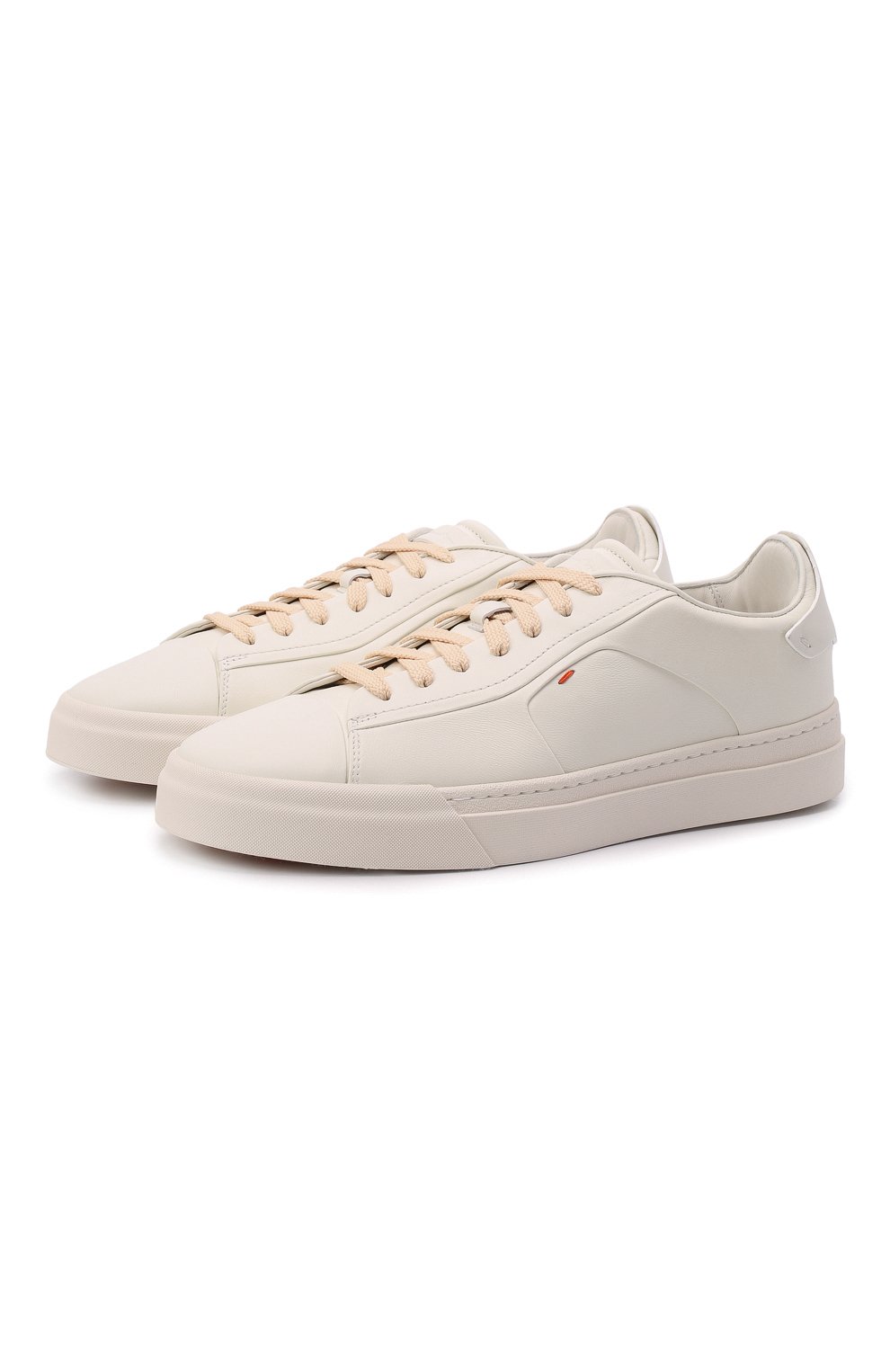 Кожаные кеды SANTONI кремового цвета по цене 53100 руб., арт. MBGT21553PNNGSSSI50, фото 1 Кожаные кеды SANTONI, арт. MBGT21553PNNGSSSI50, фото 1
