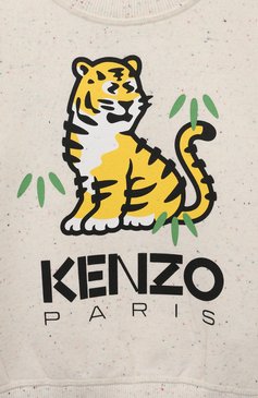 Детский свитшот KENZO кремвого цвета, арт. K55012/3Y-5Y | Фото 3 (Рукава: Длинные; Материал внешний: Синтетический материал, Хлопок; Материал сплава: Проставлено; Девочки Кросс-КТ: Свитшот-одежда; Драгоценные камни: Проставлено; Ростовка одежда: 2 года | 92 см, 4 года | 104 см, 3 года | 98 см)