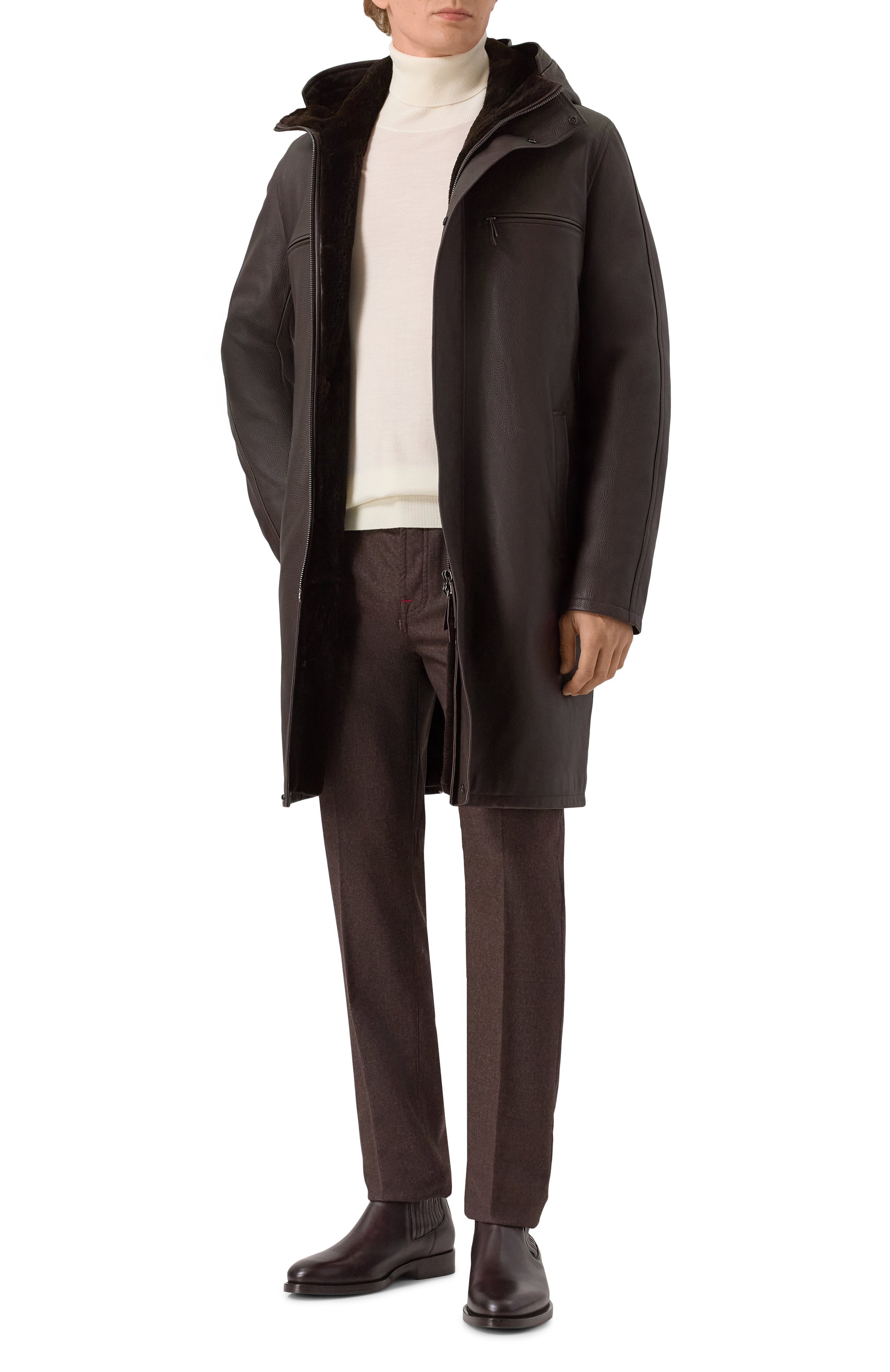 Кожаное пальто с подкладкой из бобра MVST, арт. HARLEM/241-00/48-56, фото 2