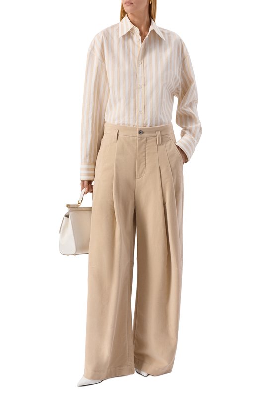 Хлопковые брюки Brunello Cucinelli MB152P9022 Бежевый  MB152P9022 Фото 2