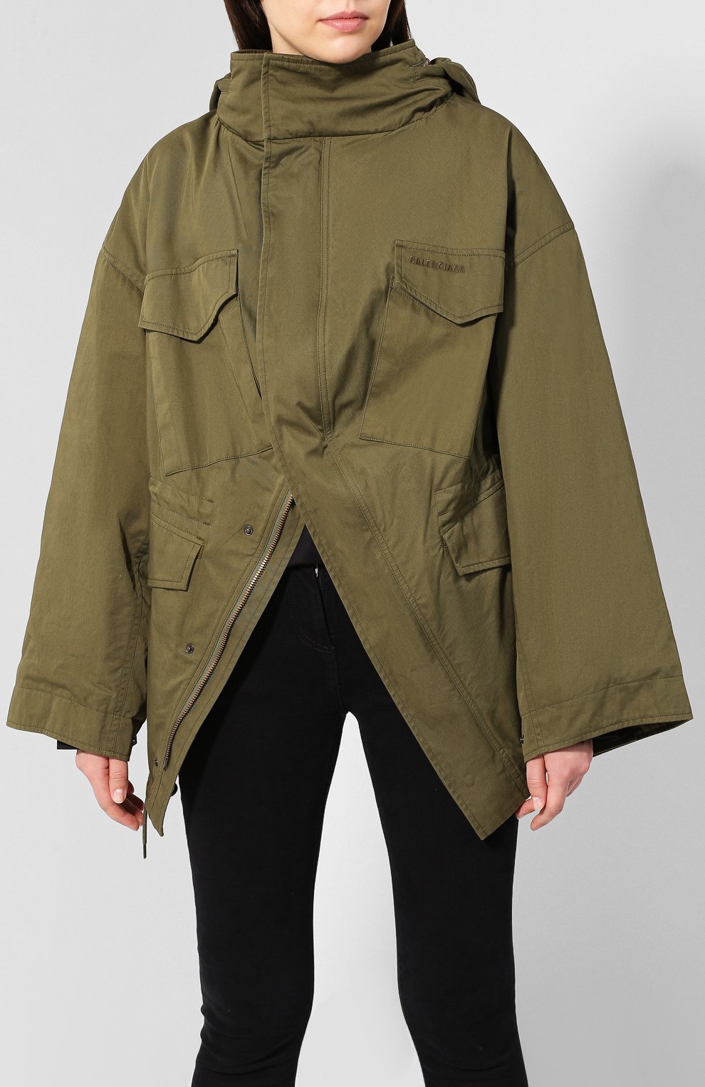 Хлопковая куртка BALENCIAGA хаки цвета по цене 217500 руб., арт. 583880/TBP01, фото 3 Хлопковая куртка BALENCIAGA, арт. 583880/TBP01, фото 3