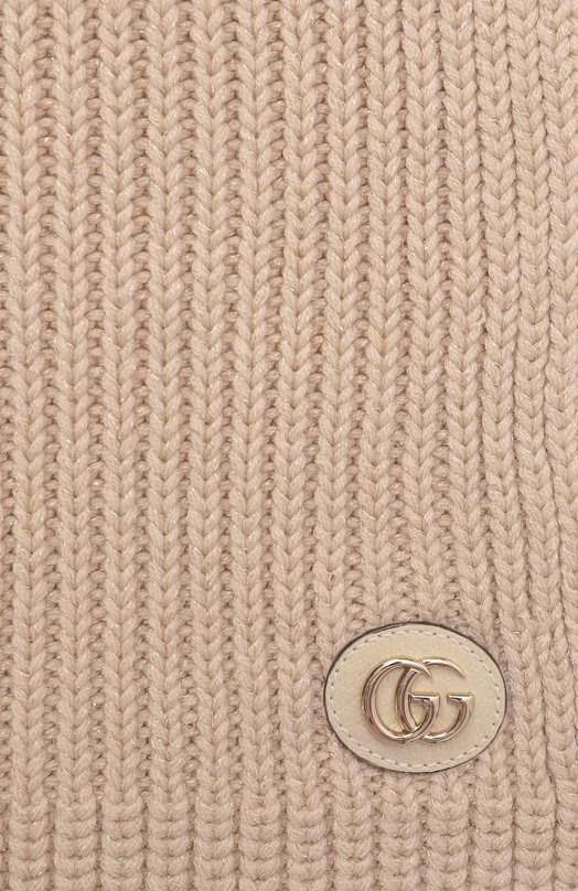 Шерстяной шарф Gucci 809176/3GAAB Бежевый  809176/3GAAB Фото 4