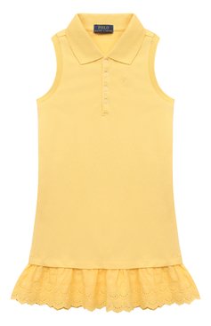 Детское хлопковое платье POLO RALPH LAUREN желтого цвета, арт. 313862270 | Фото 1 (Материал внешний: Хлопок; Девочки Кросс-КТ: Платье-одежда; Случай: Повседневный; Материал сплава: Проставлено; Драгоценные камни: Проставлено; Рукава: Без рукавов; Ростовка одежда: 12 лет | 152 см, 9 лет | 134 см, 8 лет | 128 см, 13 - 15 лет | 158 см)