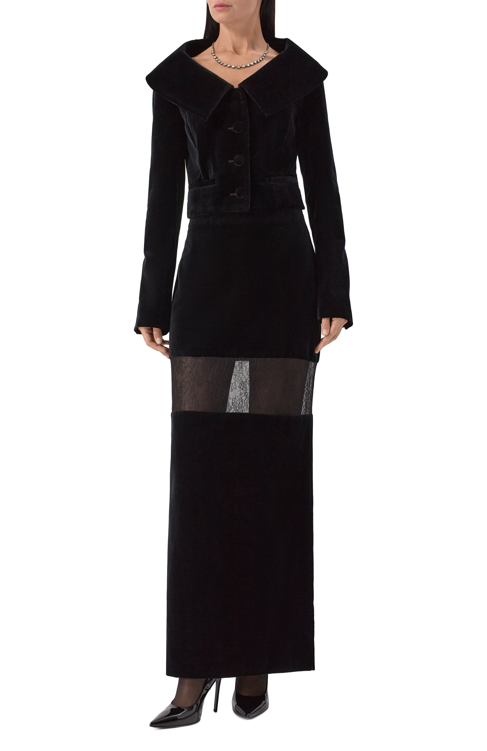 Бархатный жакет NINA RICCI черного цвета по цене 214500 руб., арт. 25ACVE007/C01100, фото 2 Бархатный жакет NINA RICCI, арт. 25ACVE007/C01100, фото 2