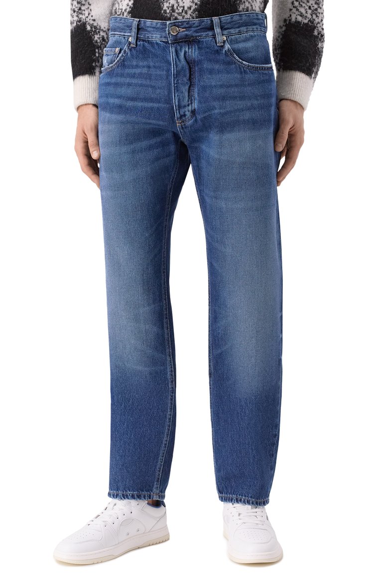 Мужские джинсы kanye ICON DENIM LA темно-синего цвета, арт. KANYE/ID8800 | Фото 3 (Материал внешний: Хлопок, Деним; Длина (брюки, джинсы): Стандартные; Стили: Повседневный; Детали: Делаве; Кросс-КТ: Деним; Силуэт М (брюки): Прямые)