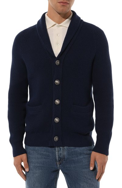 Хлопковый кардиган BRUNELLO CUCINELLI темно-синего цвета по цене 164000 руб., арт. M2W706006, фото 3 Хлопковый кардиган BRUNELLO CUCINELLI, арт. M2W706006, фото 3