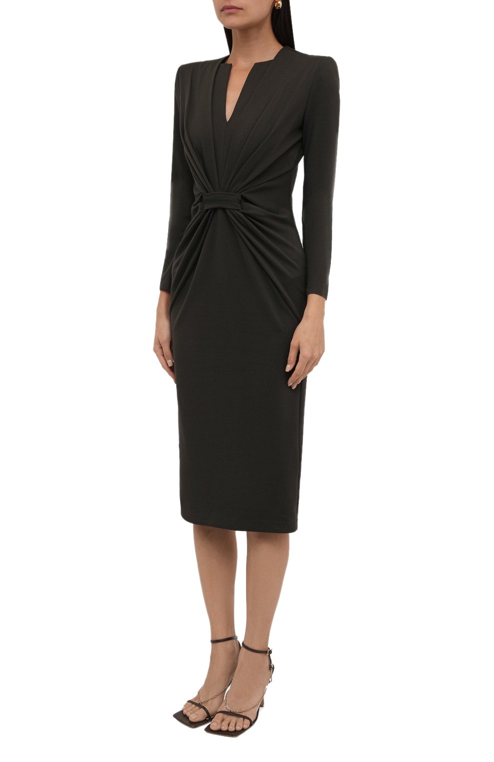 Платье из вискозы GIORGIO ARMANI хаки цвета по цене 158000 руб., арт. 6KAA74/AJFBZ, фото 3 Платье из вискозы GIORGIO ARMANI, арт. 6KAA74/AJFBZ, фото 3