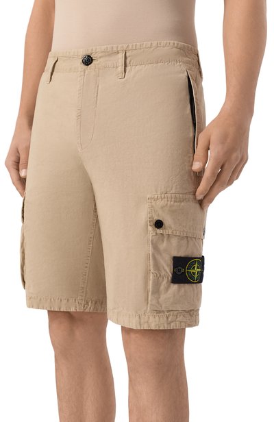 Хлопковые шорты STONE ISLAND бежевого цвета по цене 43150 руб., арт. L1S15L100019/S00WA, фото 3 Хлопковые шорты STONE ISLAND, арт. L1S15L100019/S00WA, фото 3