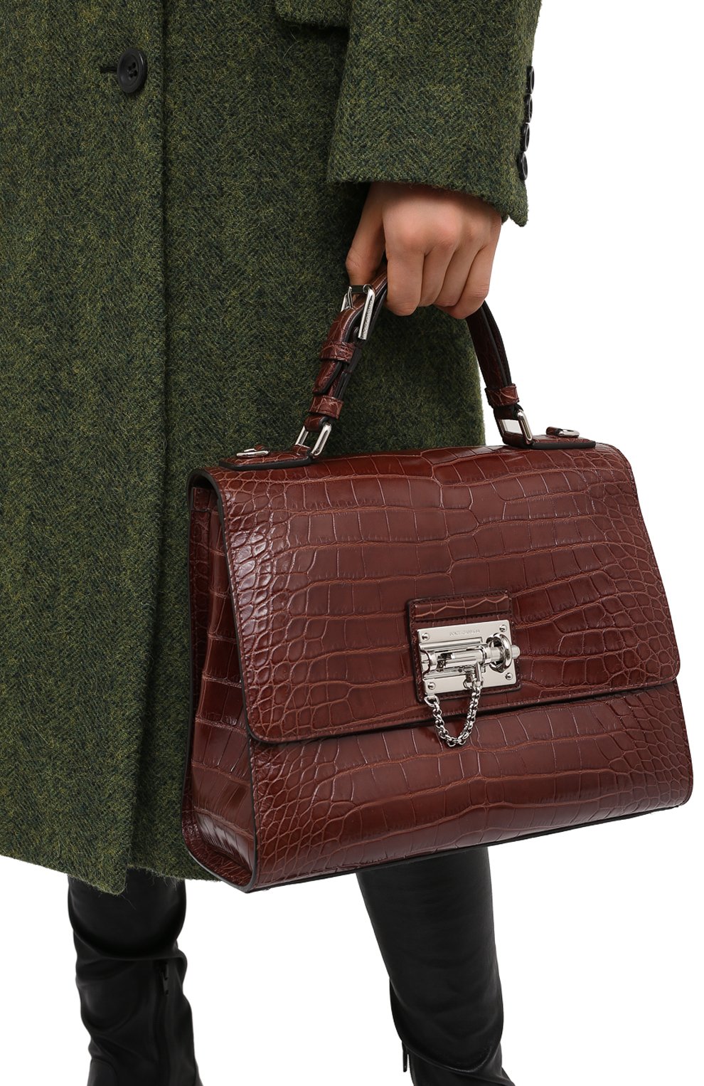 Сумка monica из кожи крокодила DOLCE & GABBANA темно-коричневого цвета по цене 2270000 руб., арт. 0116/BB5825/A2014, фото 2 Сумка monica из кожи крокодила DOLCE & GABBANA, арт. 0116/BB5825/A2014, фото 2