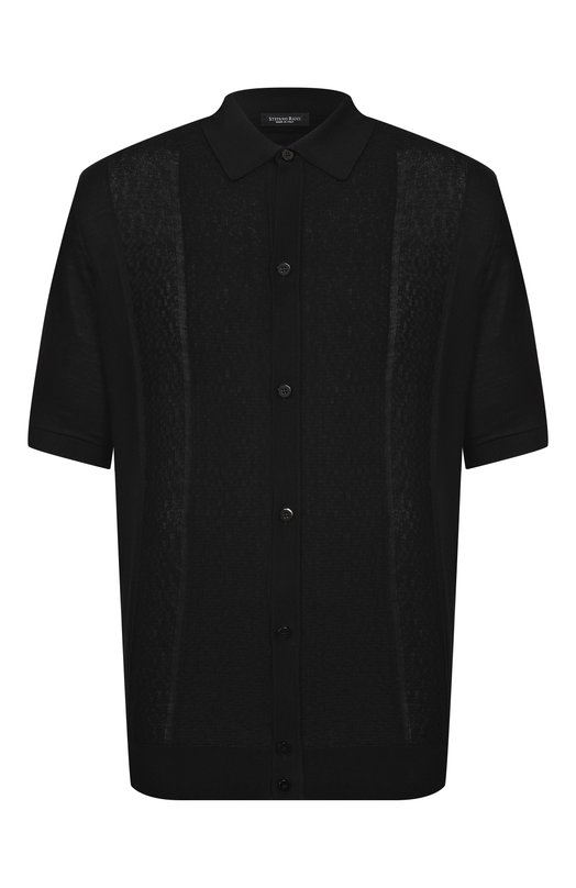 Рубашка из шелка и хлопка Stefano Ricci K212030PAM/F25295/62 Чёрный K212030PAM/F25295/62